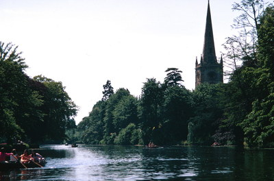 Boating on the Avon near to the church: 1969.