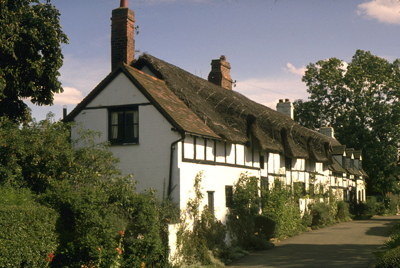 Cottages at Shottery (a village near, and now over-run by, Stratford): August 1968.