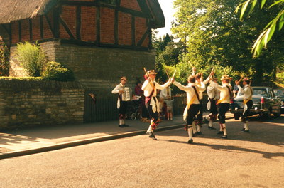 Morris Dancers outside Anne Hathaway's Cottage, August 1968.