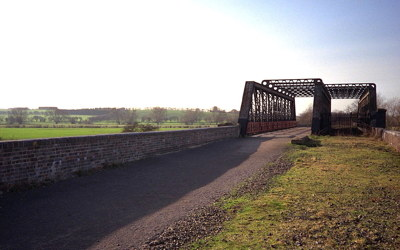 The 'Stannels' viaduct on the 'Greenway' - a walk and cycle path replacing the old railway to Honeybourne and Evesham: around 1990.