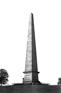The Welcombe Monument on a hill just outside Stratford, erected in 1876 Robert Needham Philips to honour his brother Mark Philips: 1954.